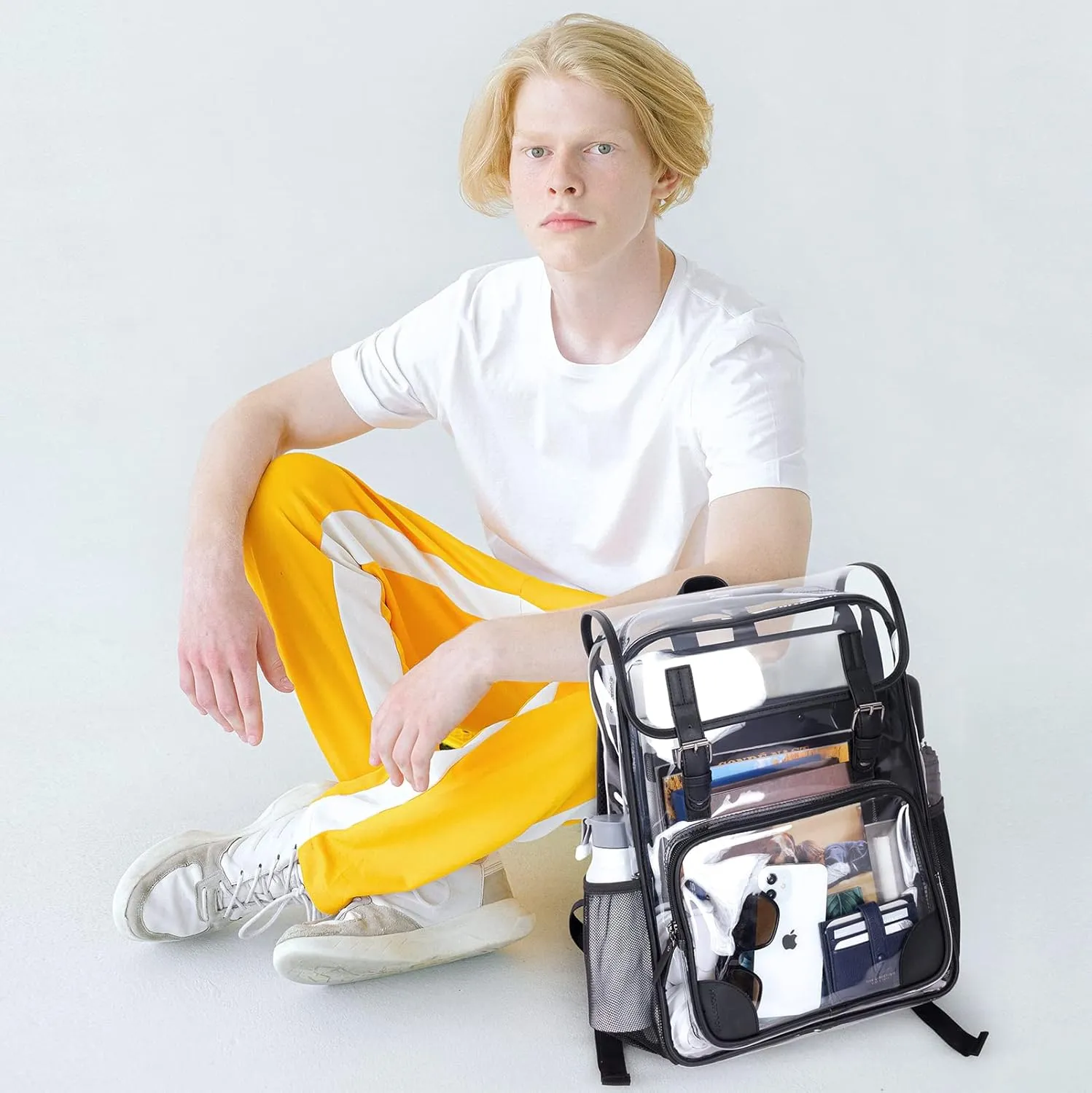 mommore Clear Backpack Heavy Duty Large Clear Backpacks for School Transparent PVC Stadium Approved See Through Backpack