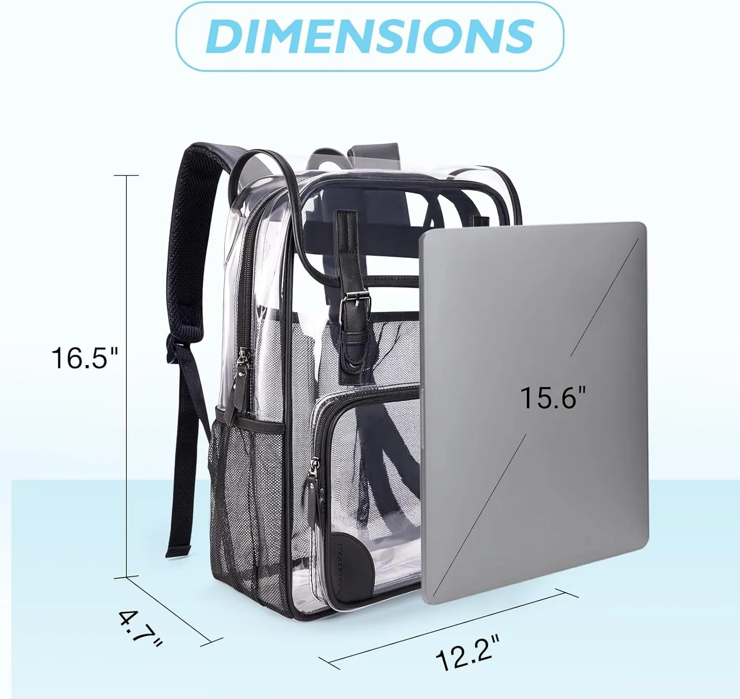 mommore Clear Backpack Heavy Duty Large Clear Backpacks for School Transparent PVC Stadium Approved See Through Backpack