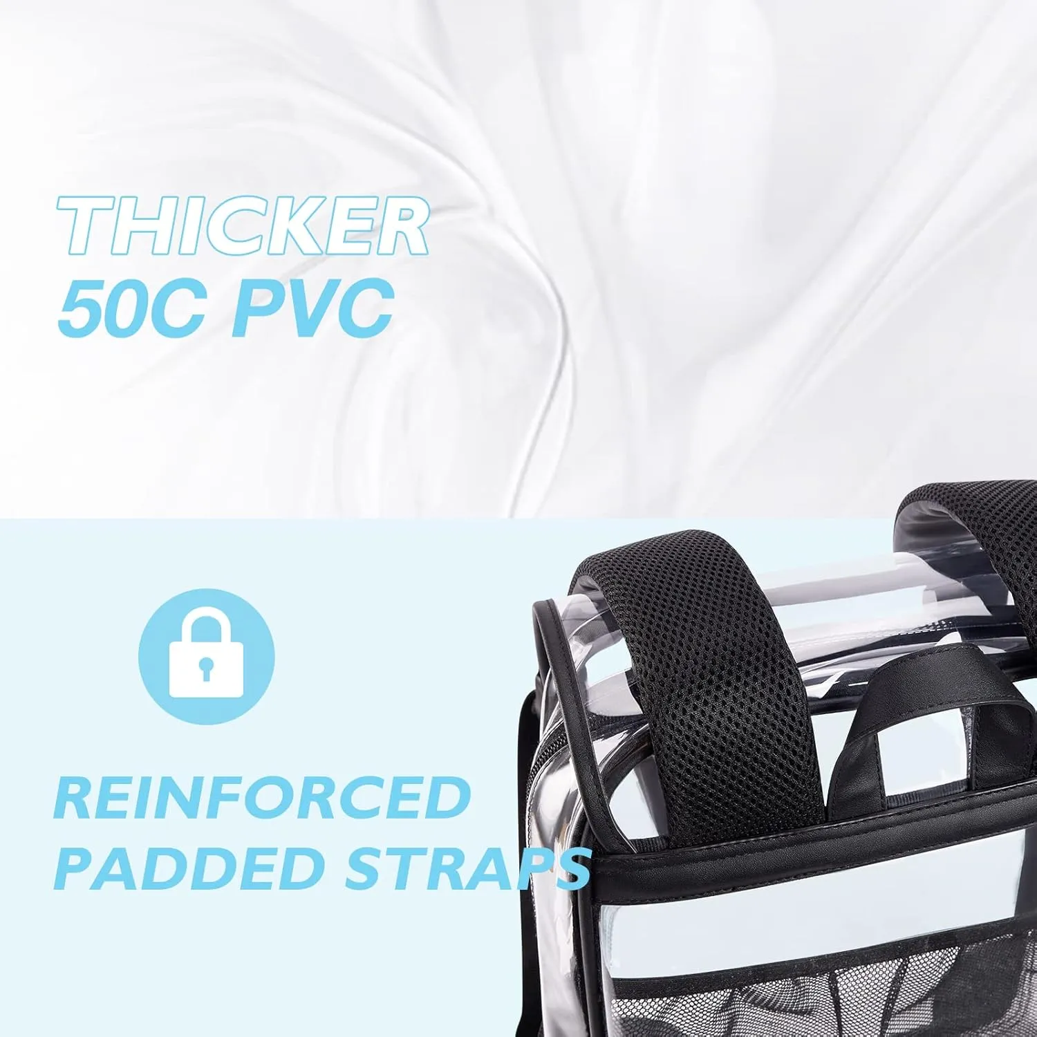 mommore Clear Backpack Heavy Duty Large Clear Backpacks for School Transparent PVC Stadium Approved See Through Backpack