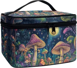 Moon Mushroom Cosmetic Travel Bags for Women Large Capacity Make Up Bags with Handle Portable Toiletry Bag Accessories Organizer Gifts