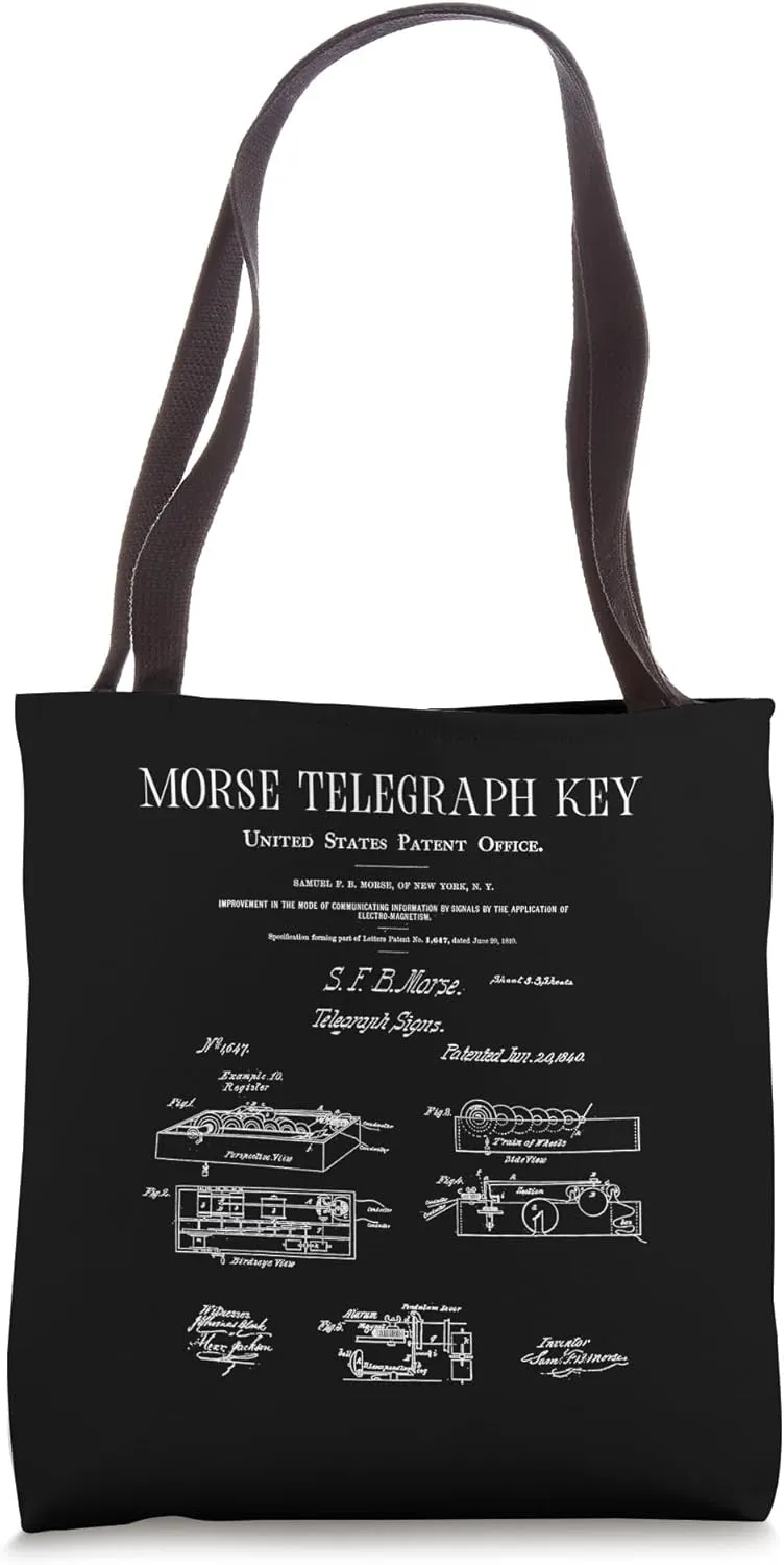 Morse Telegraph Key Vintage Patent Drawing Tote Bag