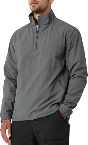 MorwenVeo Men's Casual Quarter Zip Pullover Lightweight Golf Track Jacket Stylish Windbreaker For Outdoors & Travel