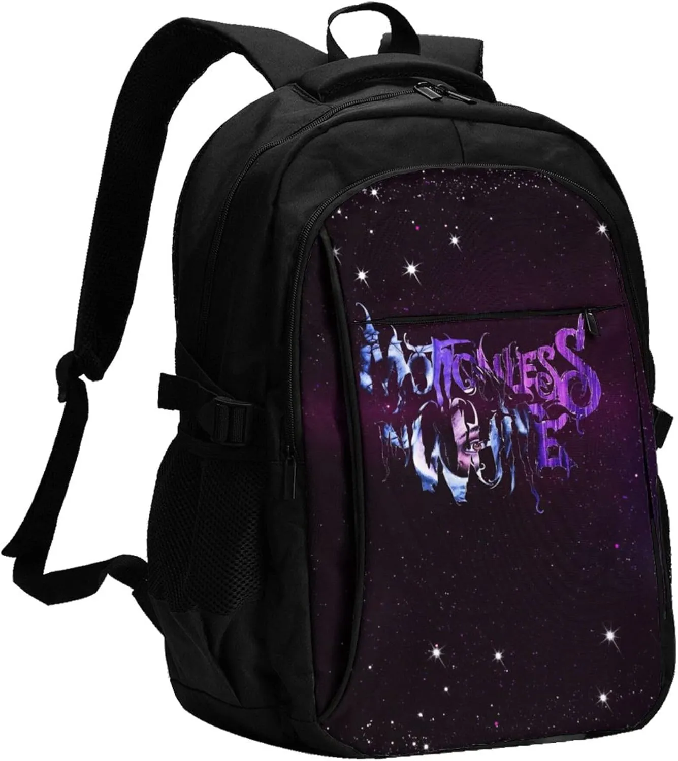 Motionless Rock In White Backpack with USB Charing Port Laptop Daypack Travel Bag Classic Laptop Backpack