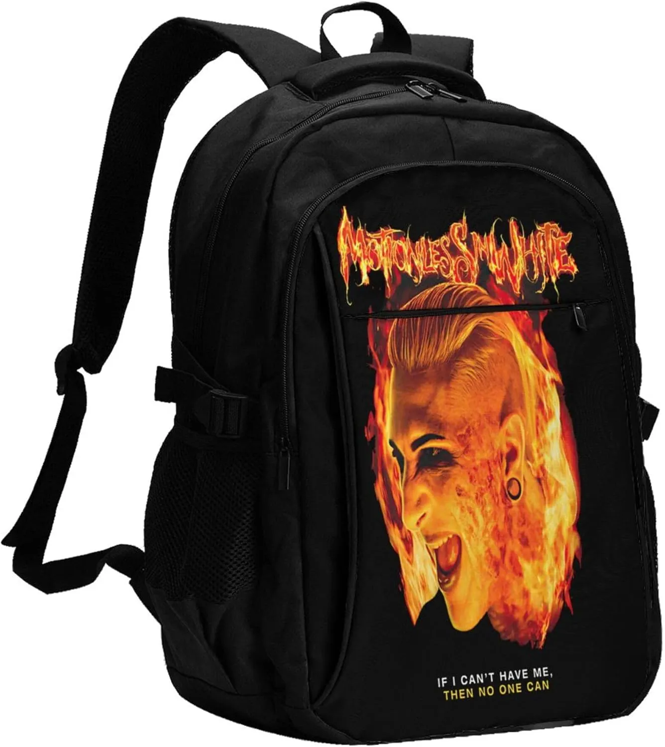 Motionless Rock In White Backpack with USB Charing Port Laptop Daypack Travel Bag Classic Laptop Backpack