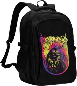 Motionless Rock In White Backpack with USB Charing Port Laptop Daypack Travel Bag Classic Laptop Backpack