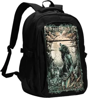 Motionless Rock In White Backpack with USB Charing Port Laptop Daypack Travel Bag Classic Laptop Backpack