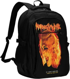 Motionless Rock In White Backpack with USB Charing Port Laptop Daypack Travel Bag Classic Laptop Backpack