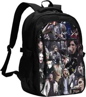 Motionless Rock In White Backpack with USB Charing Port Laptop Daypack Travel Bag Classic Laptop Backpack