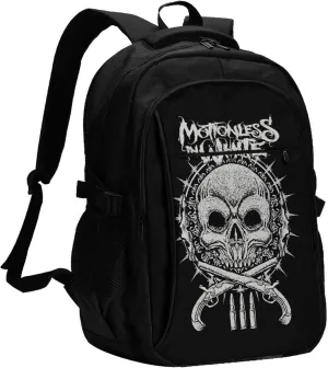 Motionless Rock In White Backpack with USB Charing Port Laptop Daypack Travel Bag Classic Laptop Backpack