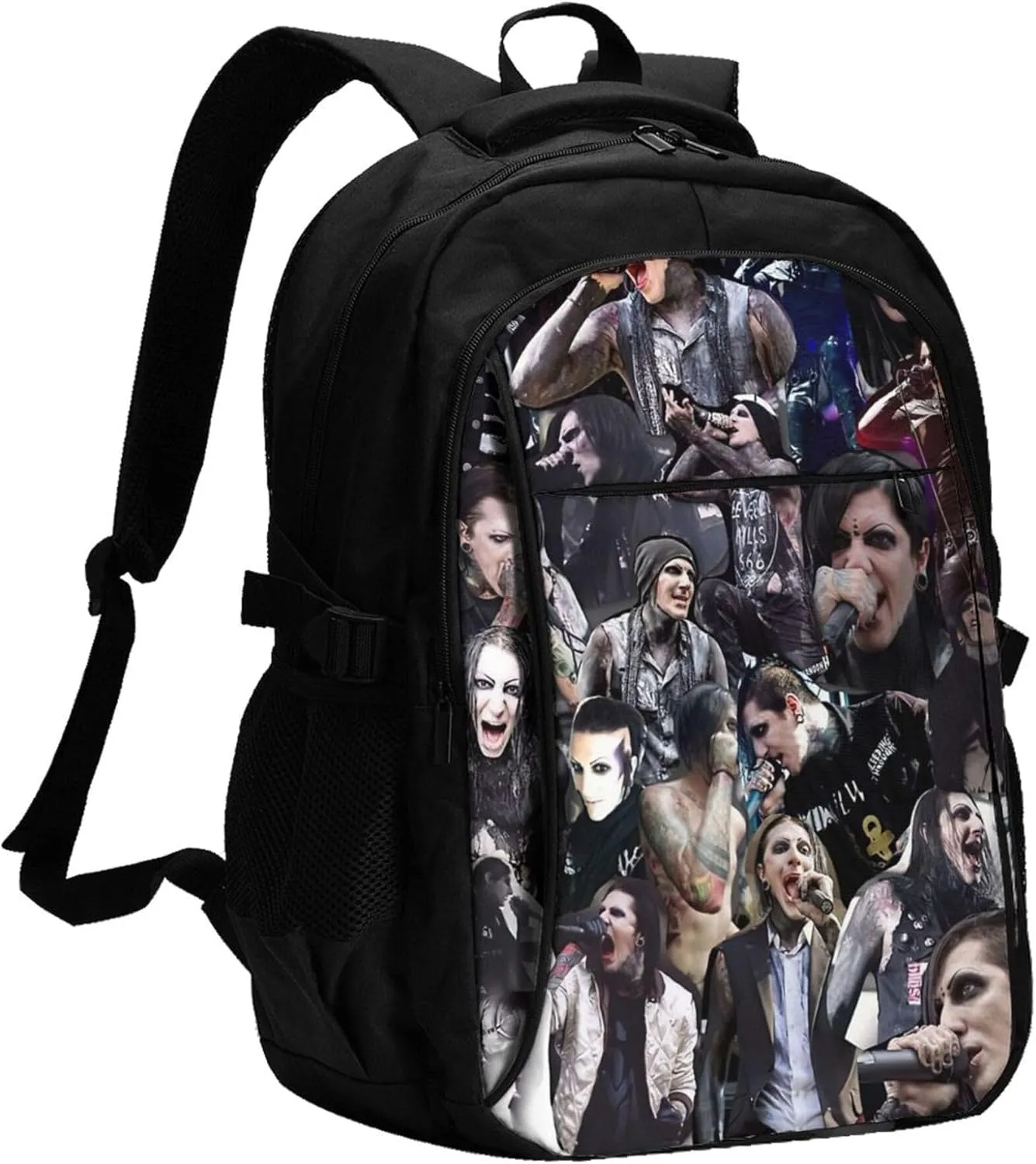 Motionless Rock In White Backpack with USB Charing Port Laptop Daypack Travel Bag Classic Laptop Backpack