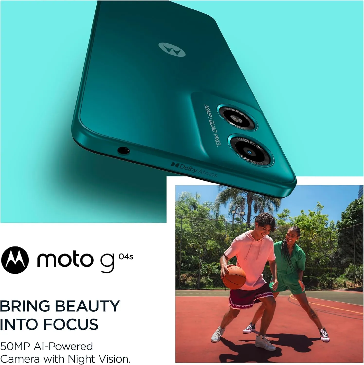 Motorola Moto G04s XT2421-7 4G/LTE Dual SIM, 6.56" 90Hz Display, 128/4GB, Factory GSM Unlocked | International Model - (Green)
