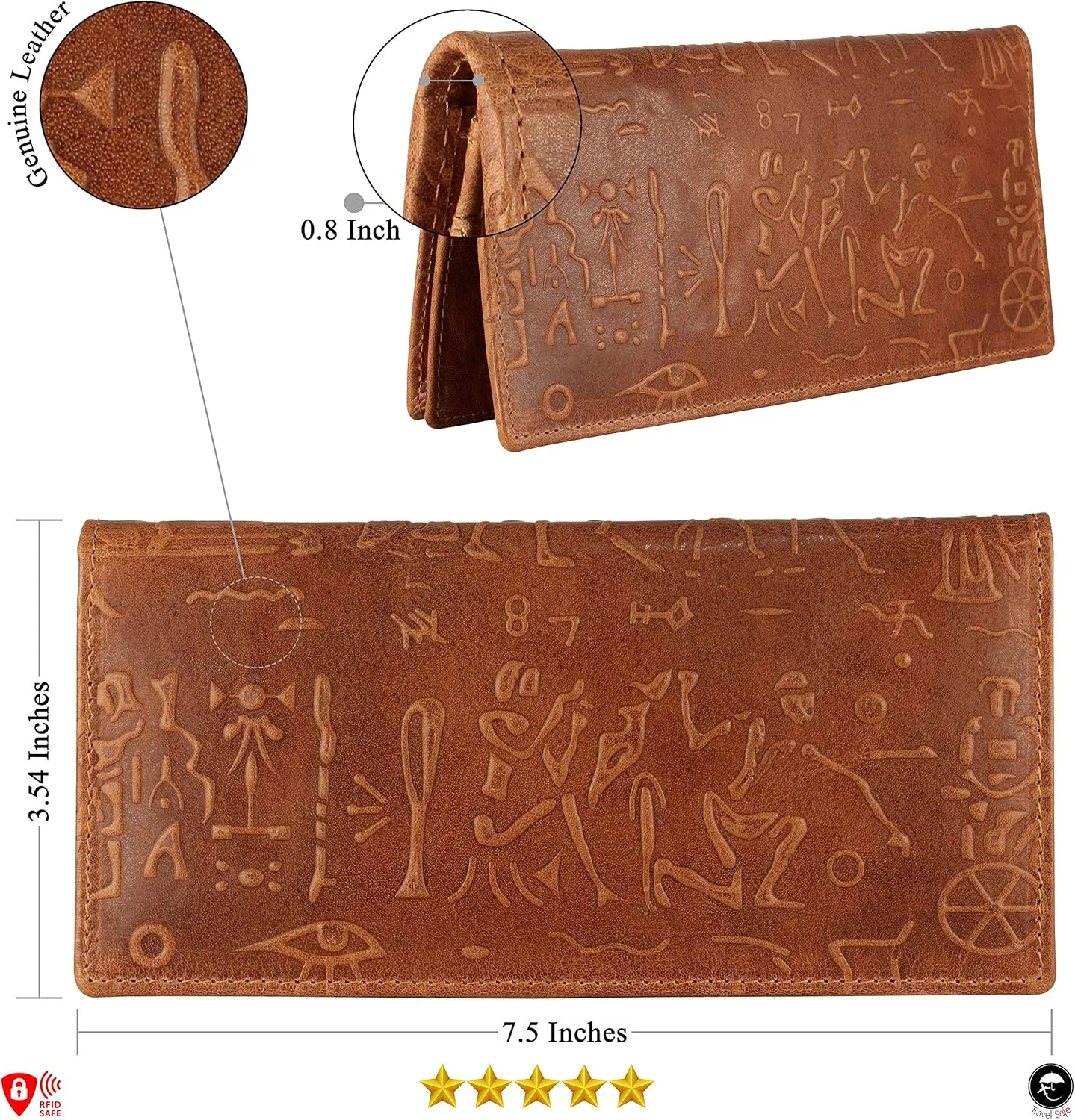 Mou Meraki RFID Blocking Mens Genuine leather Bifold Long Wallet