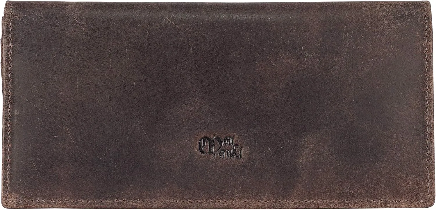 Mou Meraki RFID Blocking Mens Genuine leather Bifold Long Wallet