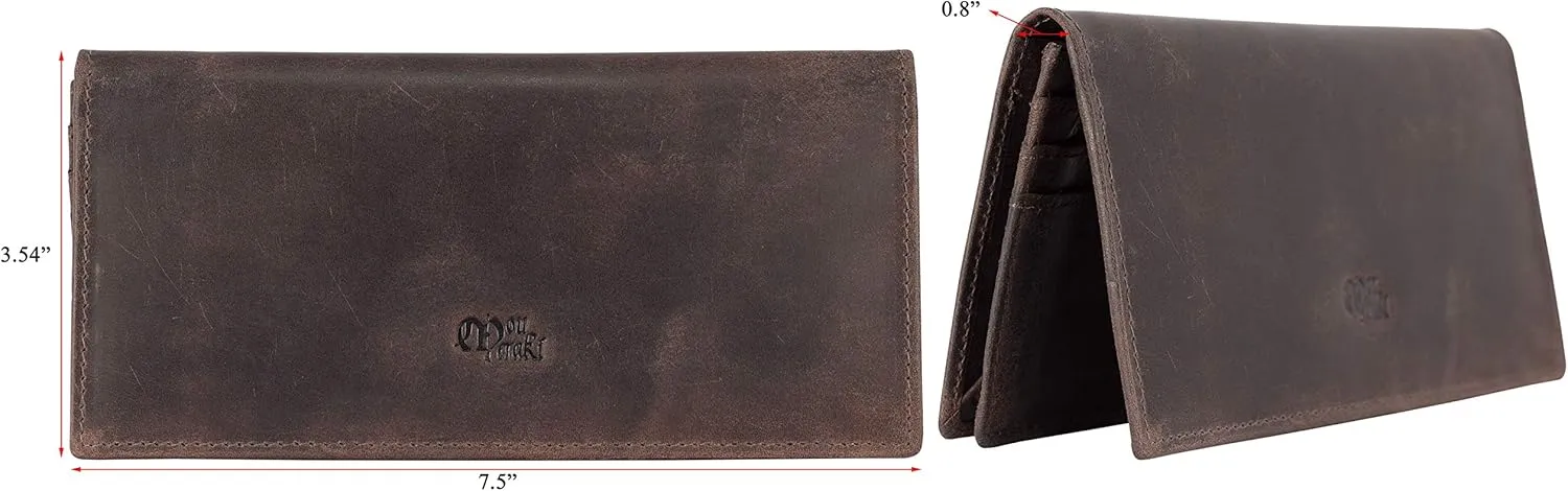 Mou Meraki RFID Blocking Mens Genuine leather Bifold Long Wallet