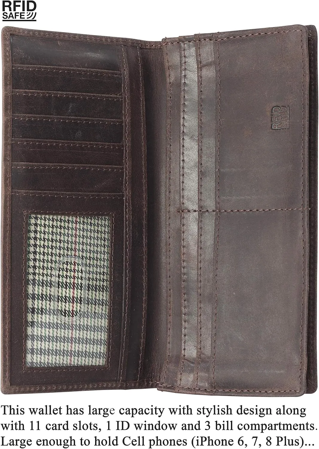 Mou Meraki RFID Blocking Mens Genuine leather Bifold Long Wallet