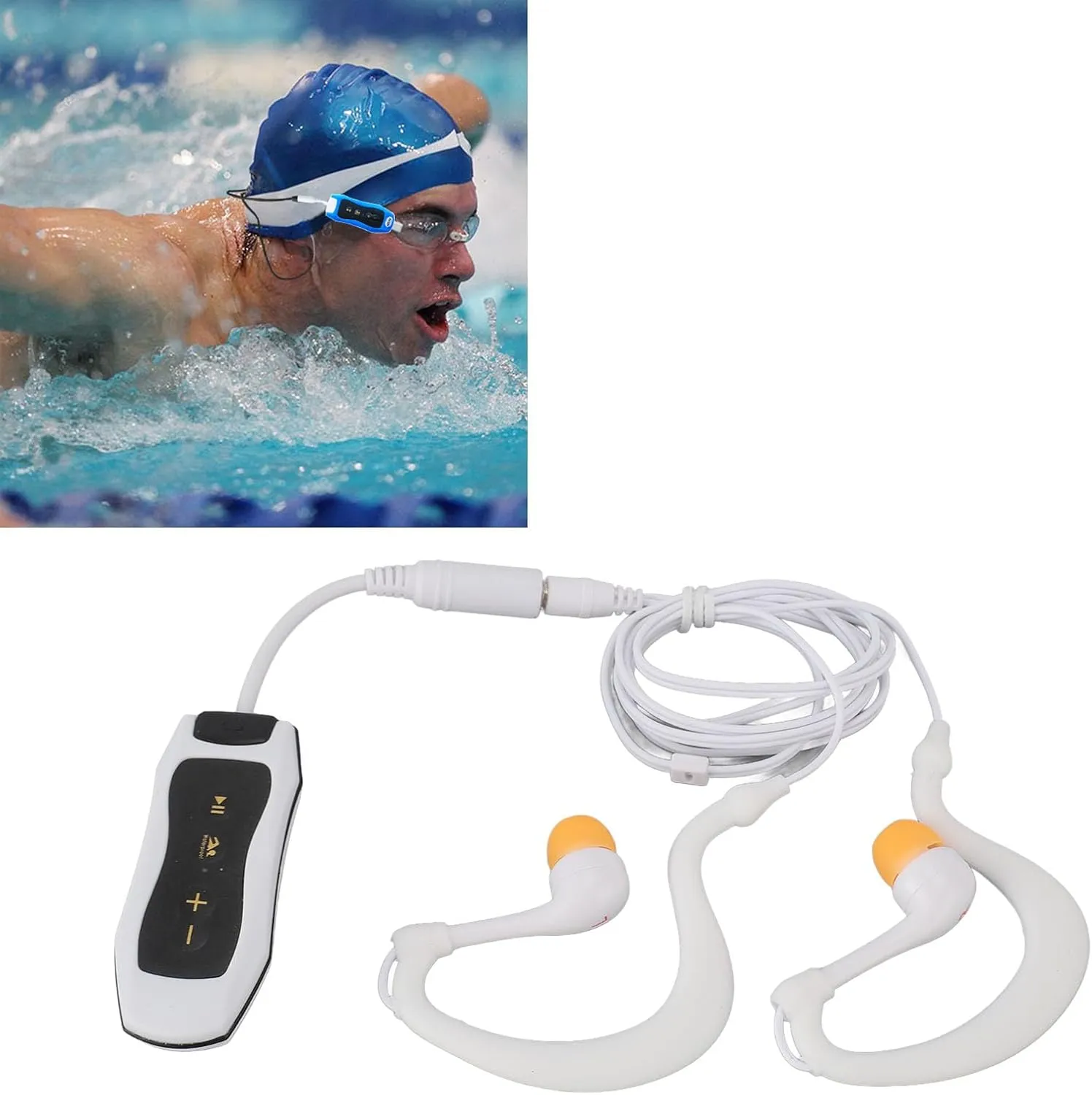 MP3 Player for Swimming, Headphones with Long Cord, Mp3 Swimming Underwater, Sound Effect, Full Cycle, 8GB (8GB)