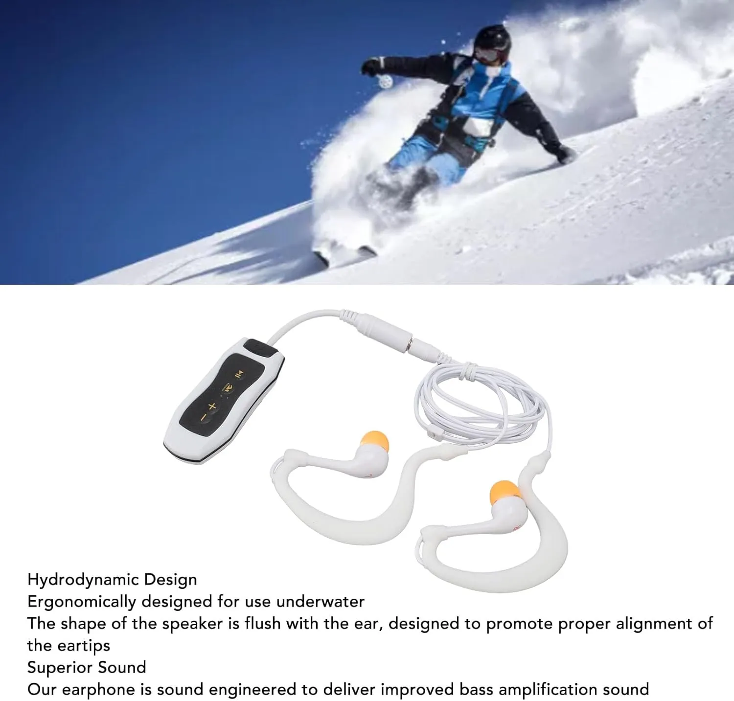 MP3 Player for Swimming, Headphones with Long Cord, Mp3 Swimming Underwater, Sound Effect, Full Cycle, 8GB (8GB)