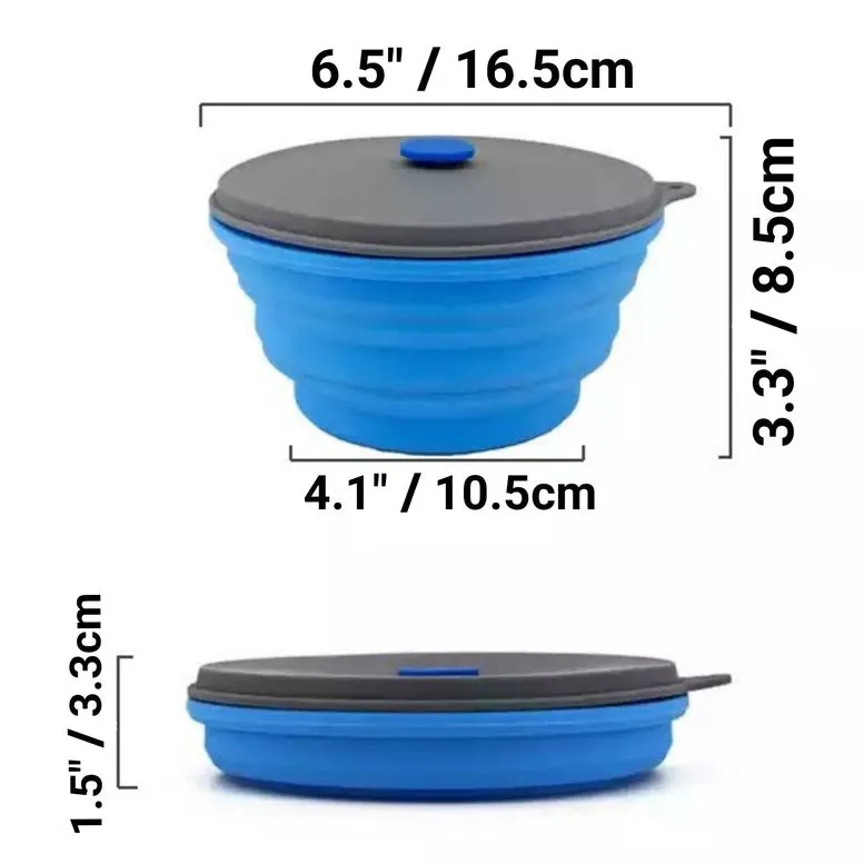 Mr. Peanut's 30oz Collapsible Silicone Camping Bowl with Lid & Foldable Fork