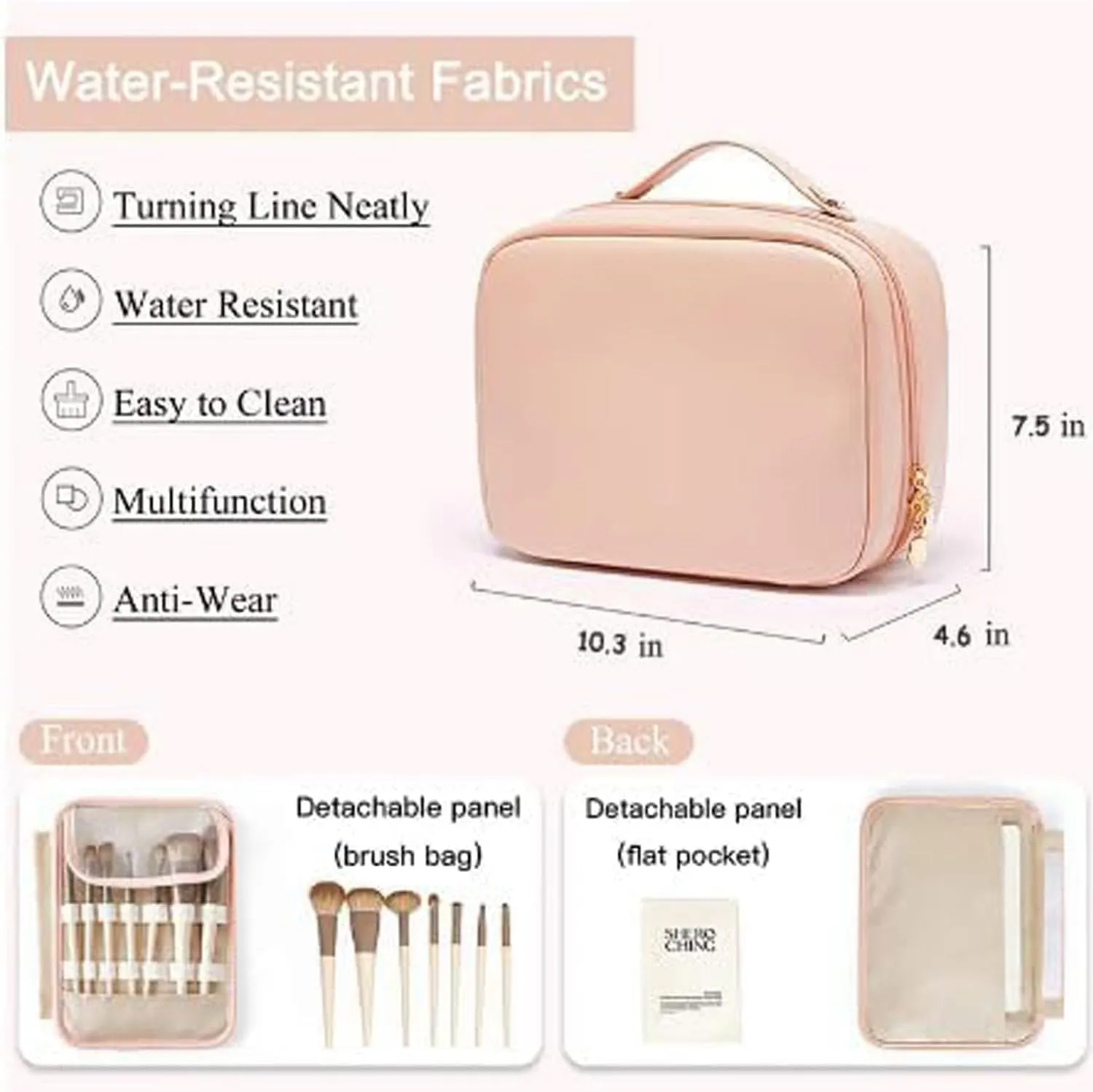 Multi Compartment Toiletry Cosmetic Bag, Setpatient,Set Patient Travel Makeup Bag, PU Leather Waterproof Travel Toiletry Bag, Makeup Organizer with Multiple Pockets (Pink)
