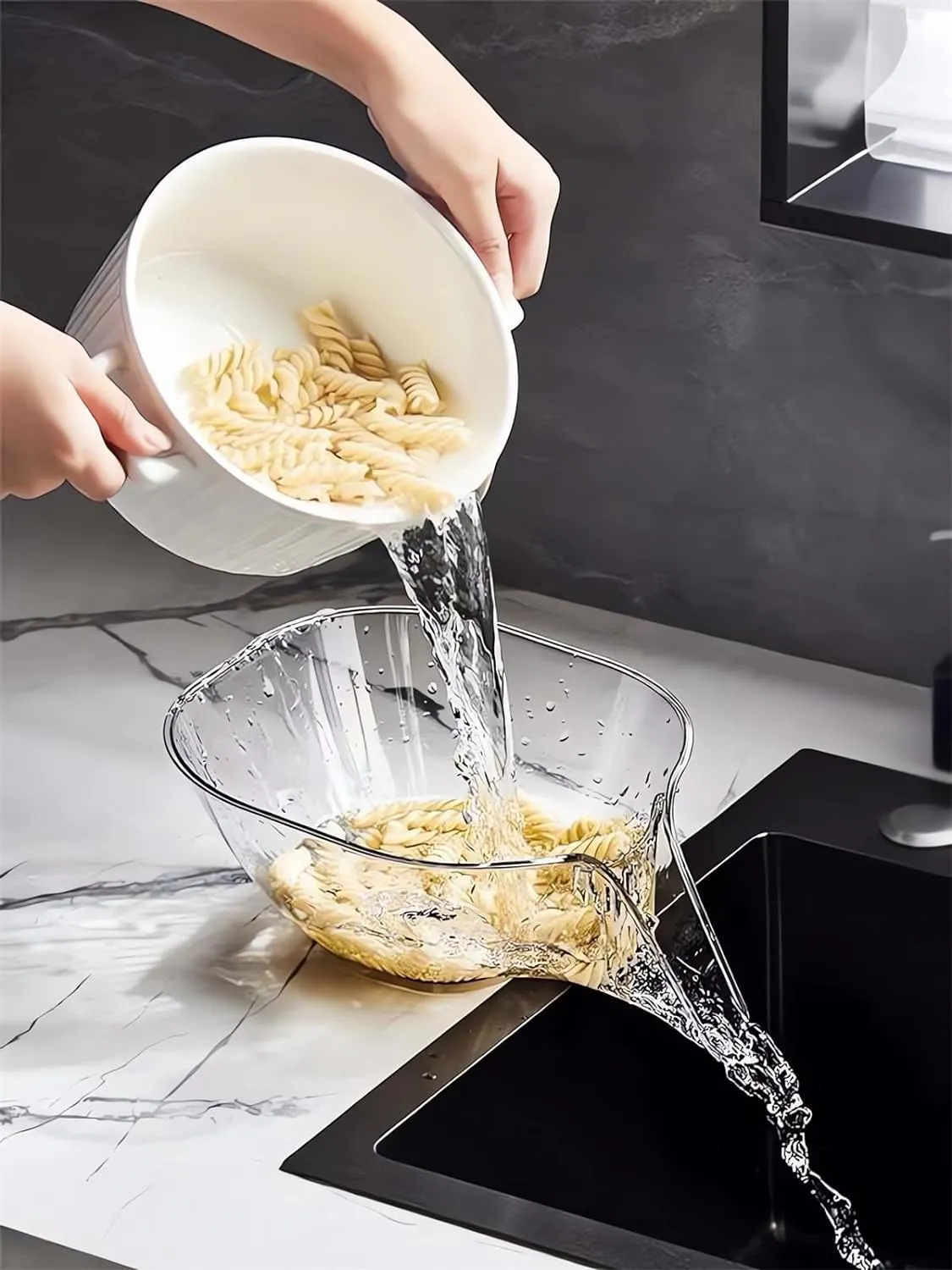 Multi-functional Drain Basket - 2024 New Fruit Cleaning Bowl with Strainer Container, Kitchen Sink Food Catcher Drainer Fruit Rinser Vegetable Washing Filter