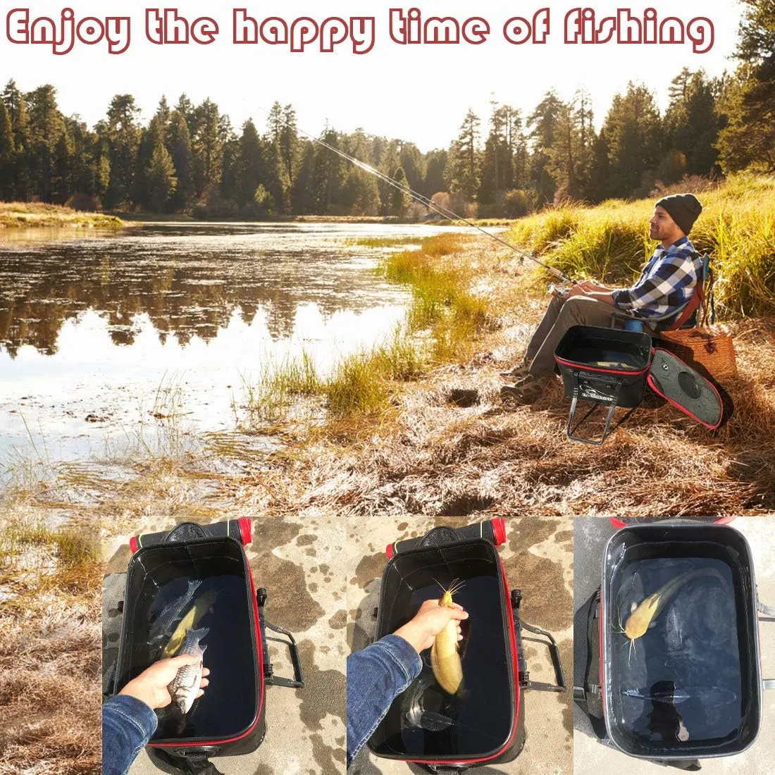 Multi-Functional EVA Foldable Fish Bag for Outdoor - Live Fish Lures and Protection Containers - 8GAL, 6GAL, 4.8GAL, 3GAL