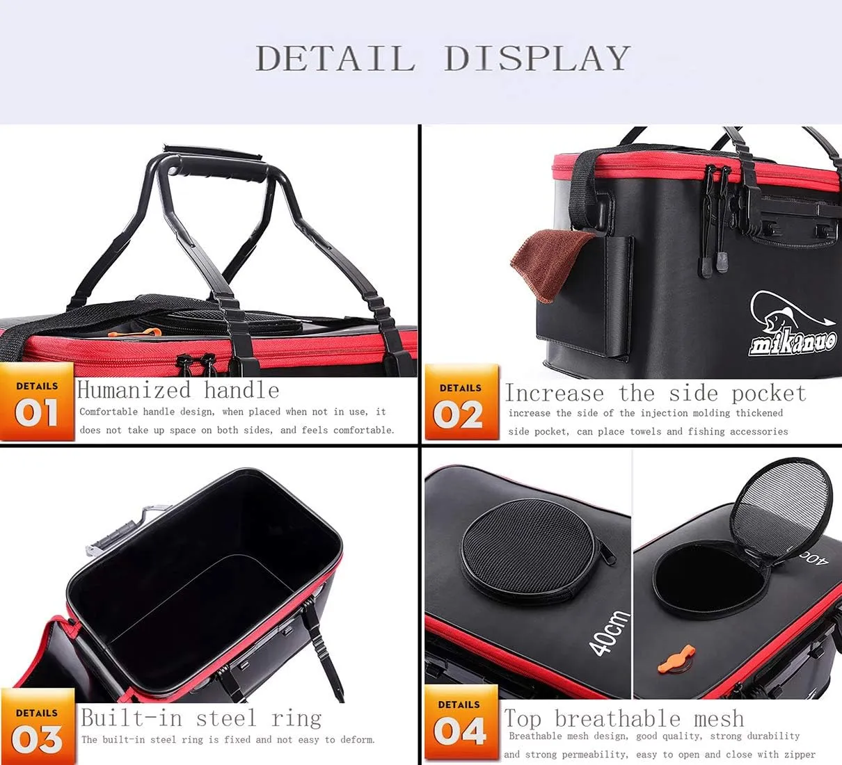 Multi-Functional EVA Foldable Fish Bag for Outdoor - Live Fish Lures and Protection Containers - 8GAL, 6GAL, 4.8GAL, 3GAL