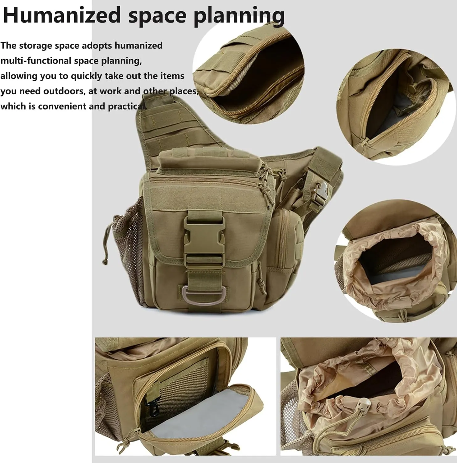 Multi-functional Outdoor Hiking Pack Tactical Messenger Range Bag,Hunting Backpack Tactical Military Bags Waterproof Daypack for 9.6L Capacity with Water Bottle Holder E