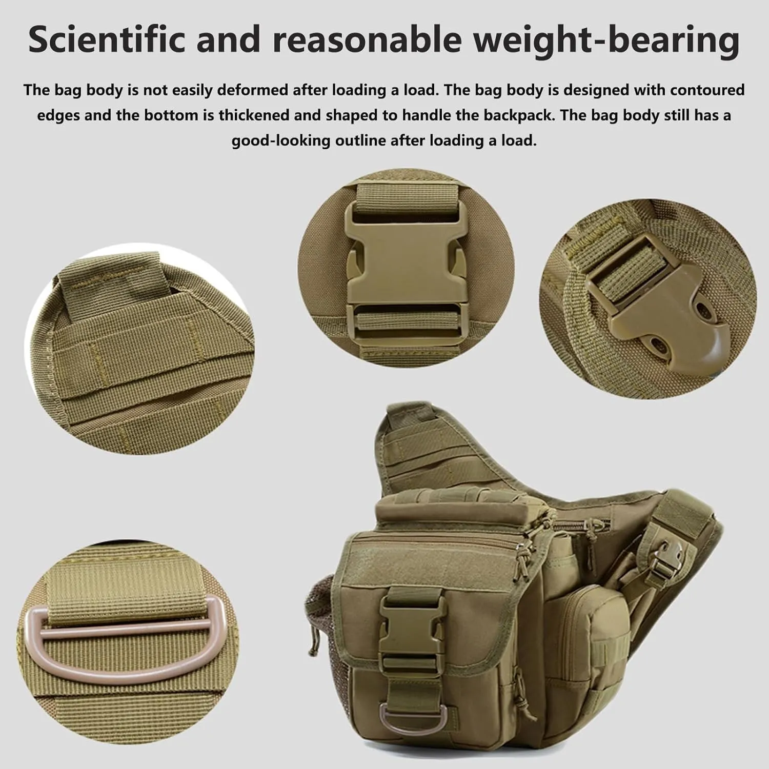Multi-functional Outdoor Hiking Pack Tactical Messenger Range Bag,Hunting Backpack Tactical Military Bags Waterproof Daypack for 9.6L Capacity with Water Bottle Holder E