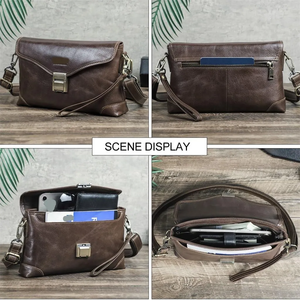 Multi Functional Password Lock Handbag With Top Layer Cowhide Casual Shoulder Crossbody Bag