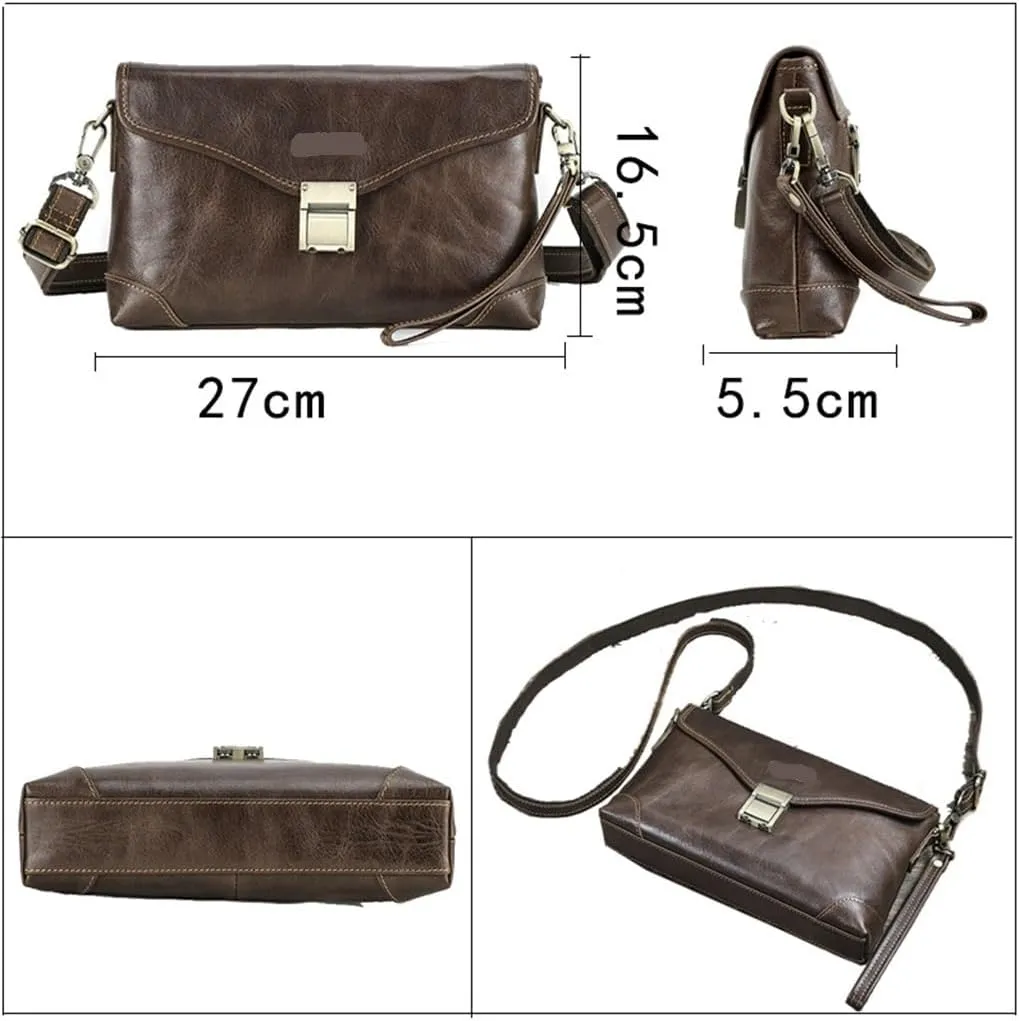 Multi Functional Password Lock Handbag With Top Layer Cowhide Casual Shoulder Crossbody Bag
