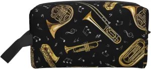 Musical Instruments Print Toiletries Makeup and Daily Essentials Large Capacity Zippered Storage Travel Bag