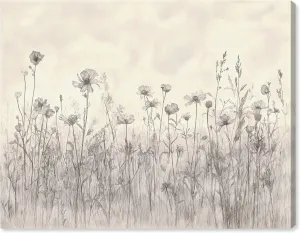 Muted Florals Canvas, 20" x 16", Gallery Wrapped, Field of Scribbles