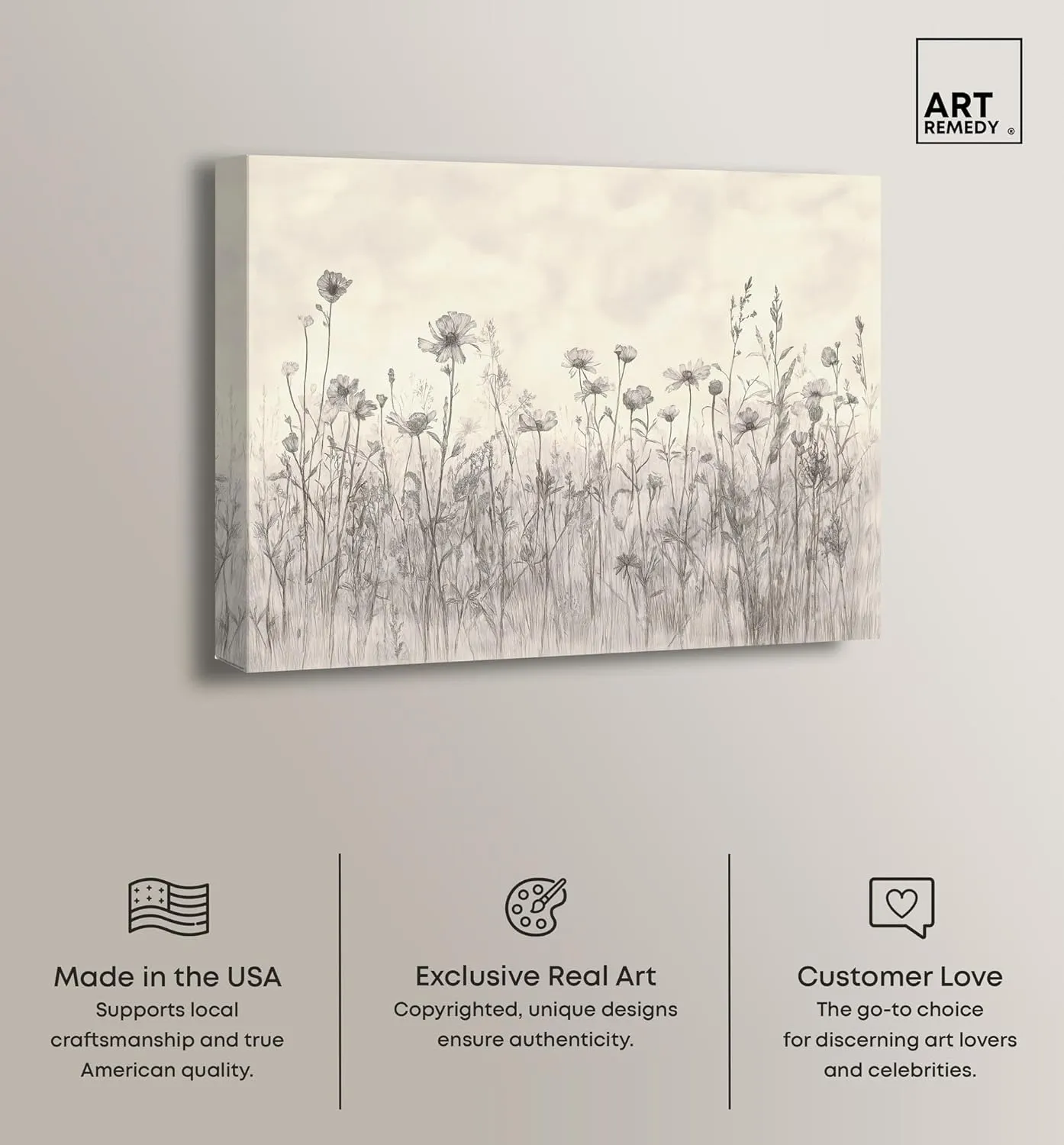 Muted Florals Canvas, 20" x 16", Gallery Wrapped, Field of Scribbles