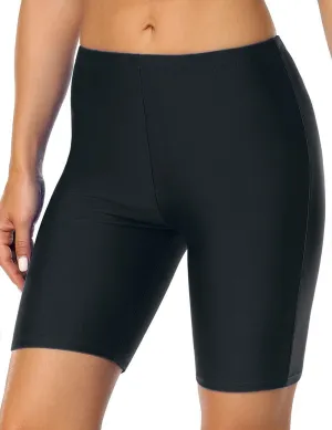 Mycoco Women's Long Bike Swim Shorts UPF 50  Swim Bottom Multi-Functional Board Shorts Rash Guard