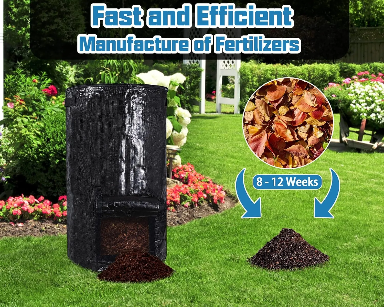 MyLifeUNIT Compost Bins Outdoor, Composting Bin for Outside Garden, Reusable Garden Yard Waste Bag, 34 Gallon (1 Pack, Black)