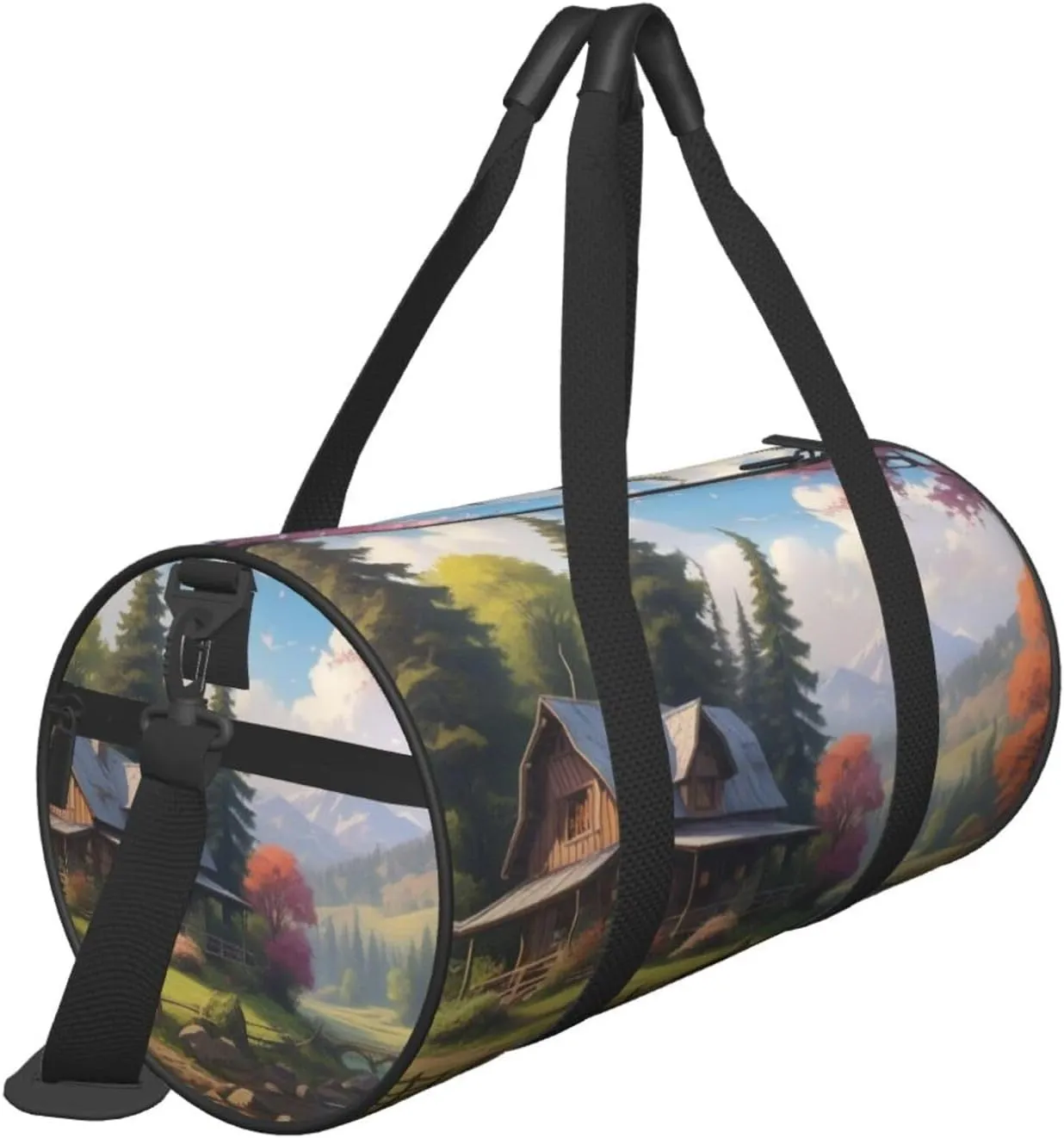 Mystic Meadows Printed Travel Bag,Round Personal Item Storage bag,Foldie Duffel Bag for Traveling Vacation,Fitness,Sports