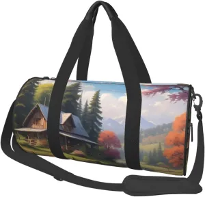 Mystic Meadows Printed Travel Bag,Round Personal Item Storage bag,Foldie Duffel Bag for Traveling Vacation,Fitness,Sports