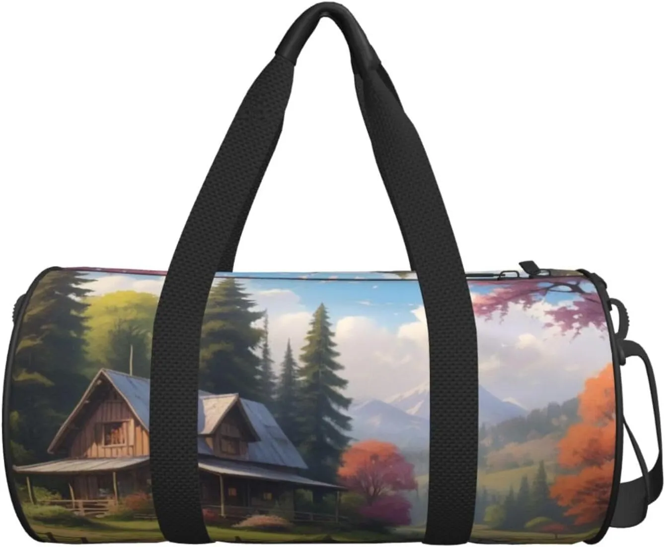 Mystic Meadows Printed Travel Bag,Round Personal Item Storage bag,Foldie Duffel Bag for Traveling Vacation,Fitness,Sports