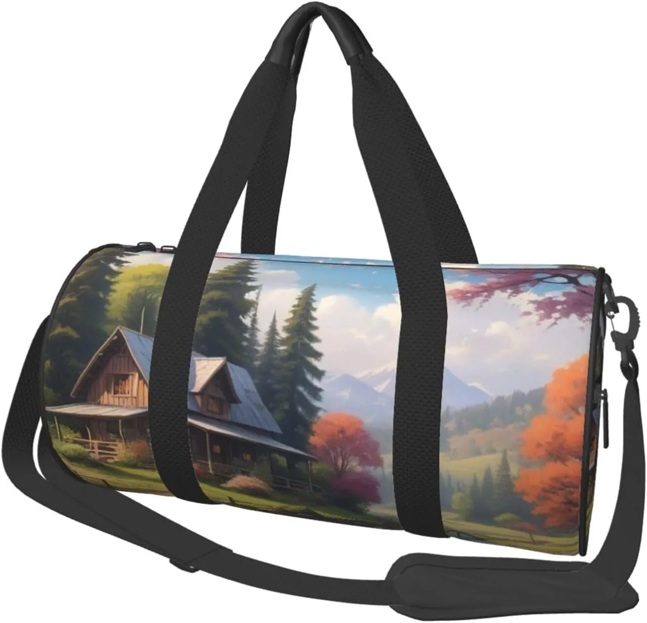 Mystic Meadows Printed Travel Bag,Round Personal Item Storage bag,Foldie Duffel Bag for Traveling Vacation,Fitness,Sports