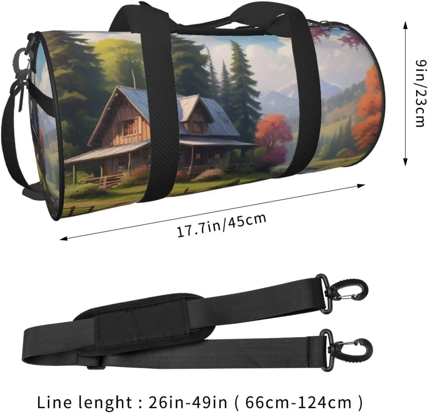 Mystic Meadows Printed Travel Bag,Round Personal Item Storage bag,Foldie Duffel Bag for Traveling Vacation,Fitness,Sports