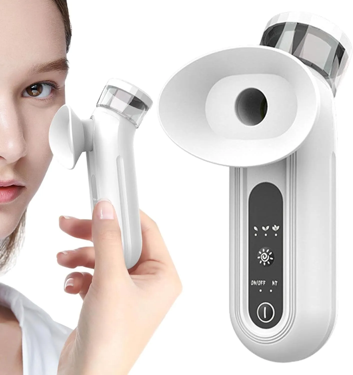 Nano Mist Sprayer, Steam Therapy Wand with Cold & Hot Compress Modes & 3 Levels Temperature Adjustable, Eye Drops Steamer, Face Warm Compress Rechargeable Facial Mist Relief for Dry Faces
