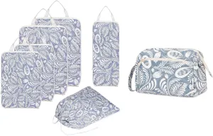 Narwey Large Wide-open Makeup Bag with 6 Set Compression Packing Cubes