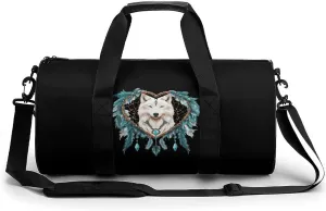 Native American-Style Wolves Spirit Gym Bag Sports Duffle Bags for Men Women Travel Swimming Fitness with Shoe And Wet Compartment