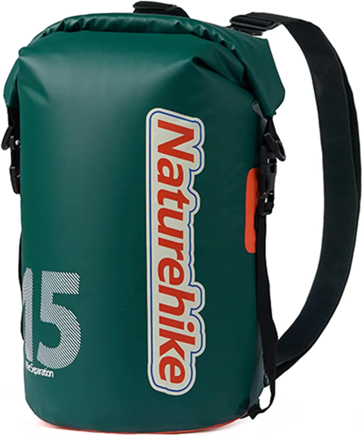 Naturehike PVC Floating Waterproof Dry Backpack, 10L/15L Waterproof Pouch with Wider Shoulder Straps, Roll Top Waterproof Backpack Sack for Travel, Swimming, Boating, Kayaking, Camping (Green, 15L)