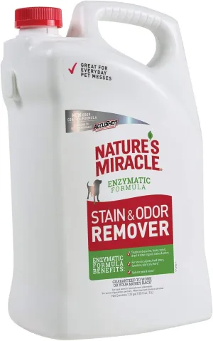 Nature’s Miracle Stain And Odor Remover Dog 1.33 Gallons, Odor Control Formula, AccuShot Sprayer Refill 170 fl oz, Tough on Dog Urine, Feces, Vomit, Drool and Other Organic Stains and Odors