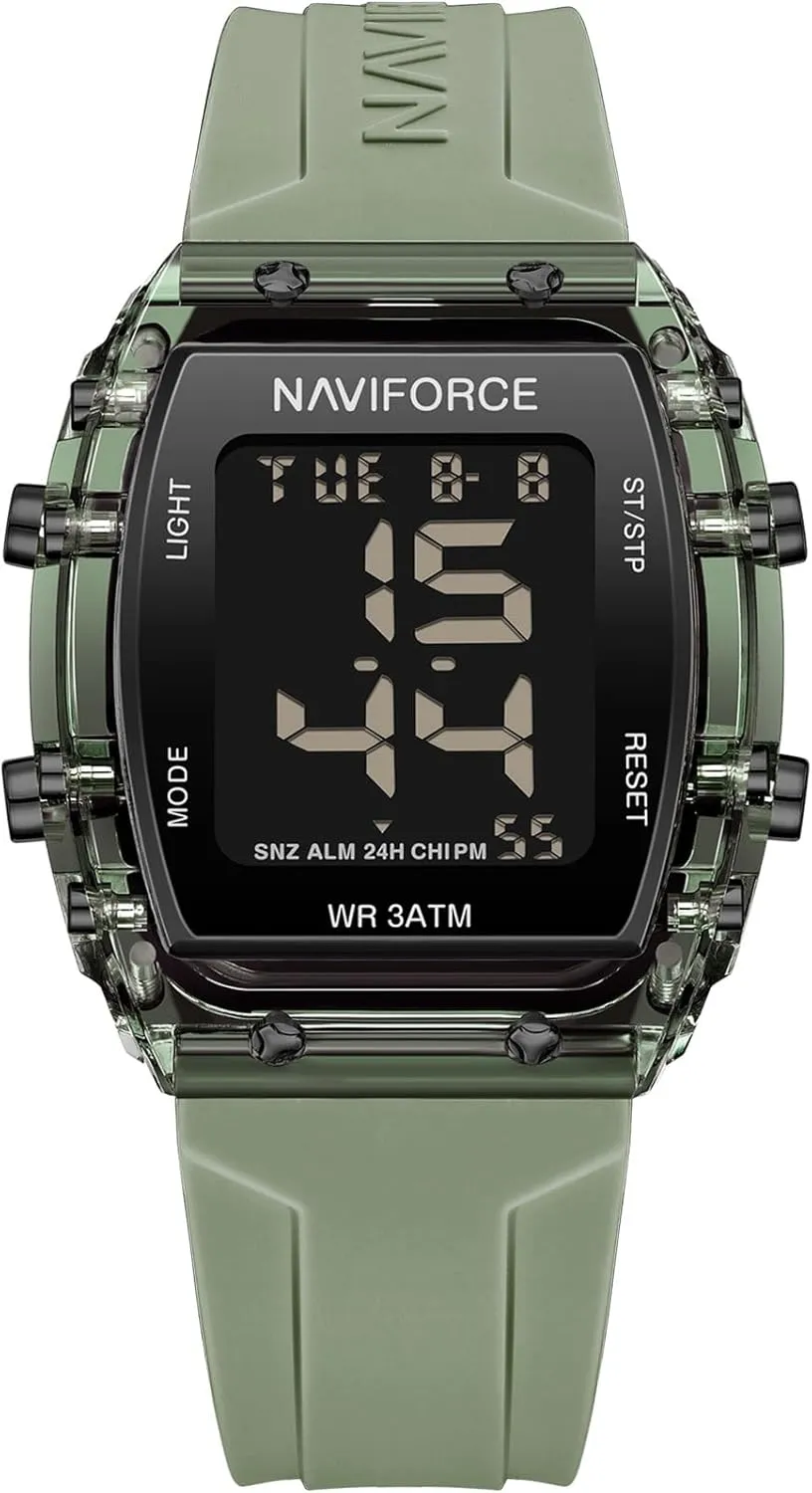 NAVIFORCE Digital Multi-Function Watch for Men,Fashion Waterproof Sports Women Watches and Mens,Colorful Silicone Band,Men's Gifts,Women's Gift