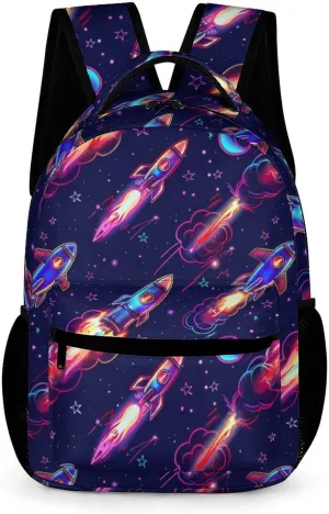Neon Rocket Launch Laptop Backpack Lightweight Travel Daypack Work Bag for School Office
