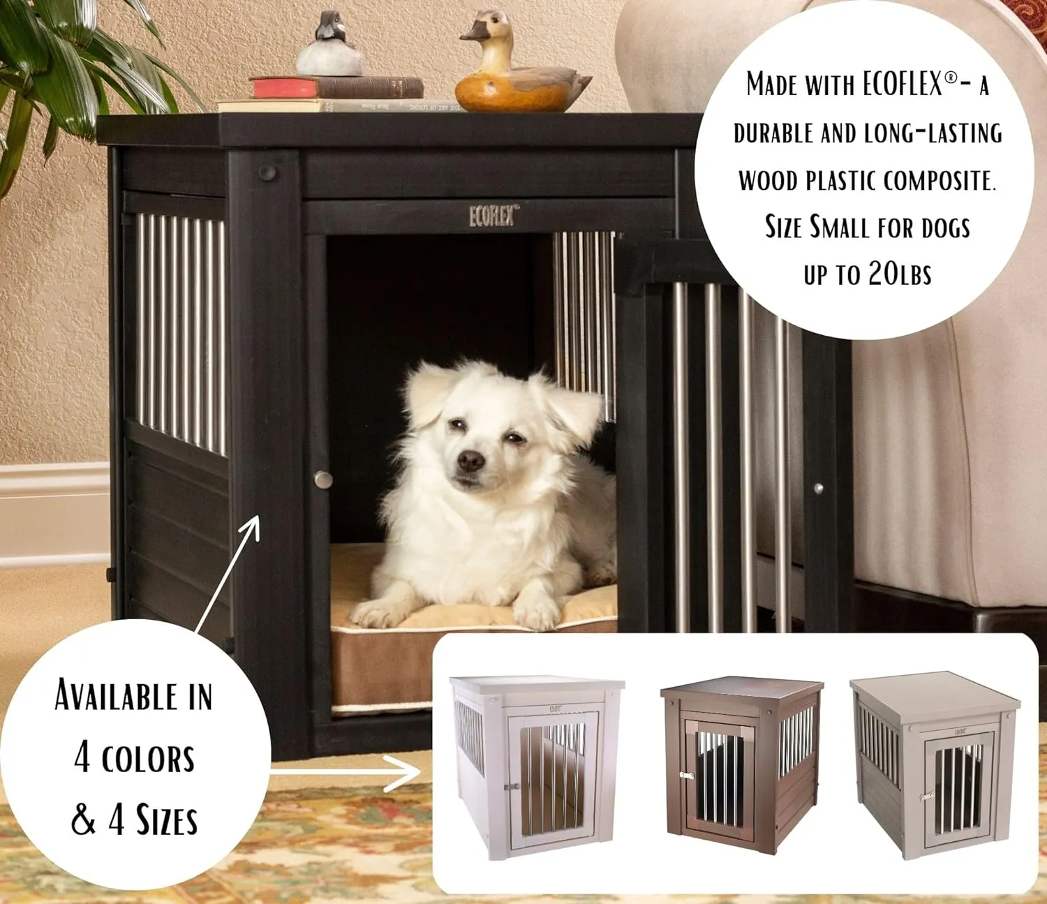 New Age Pet ecoFLEX Pet Crate/End Table, Small, Antique White