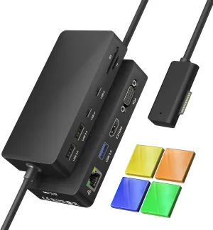 New Microsoft Surface Dock 2, Surface Triple Display Dock with 4K@60Hz HDMI VGA, 11 in 1 Surface Pro Docking Station for Surface Pro 11/10/9/X/8/7/6/5/4/3,Surface Laptop 7/6/5/4/3/2/1, Surface Go/Book