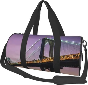 new york Printed Travel Bag,Round Personal Item Storage bag,Foldie Duffel Bag for Traveling Vacation,Fitness,Sports